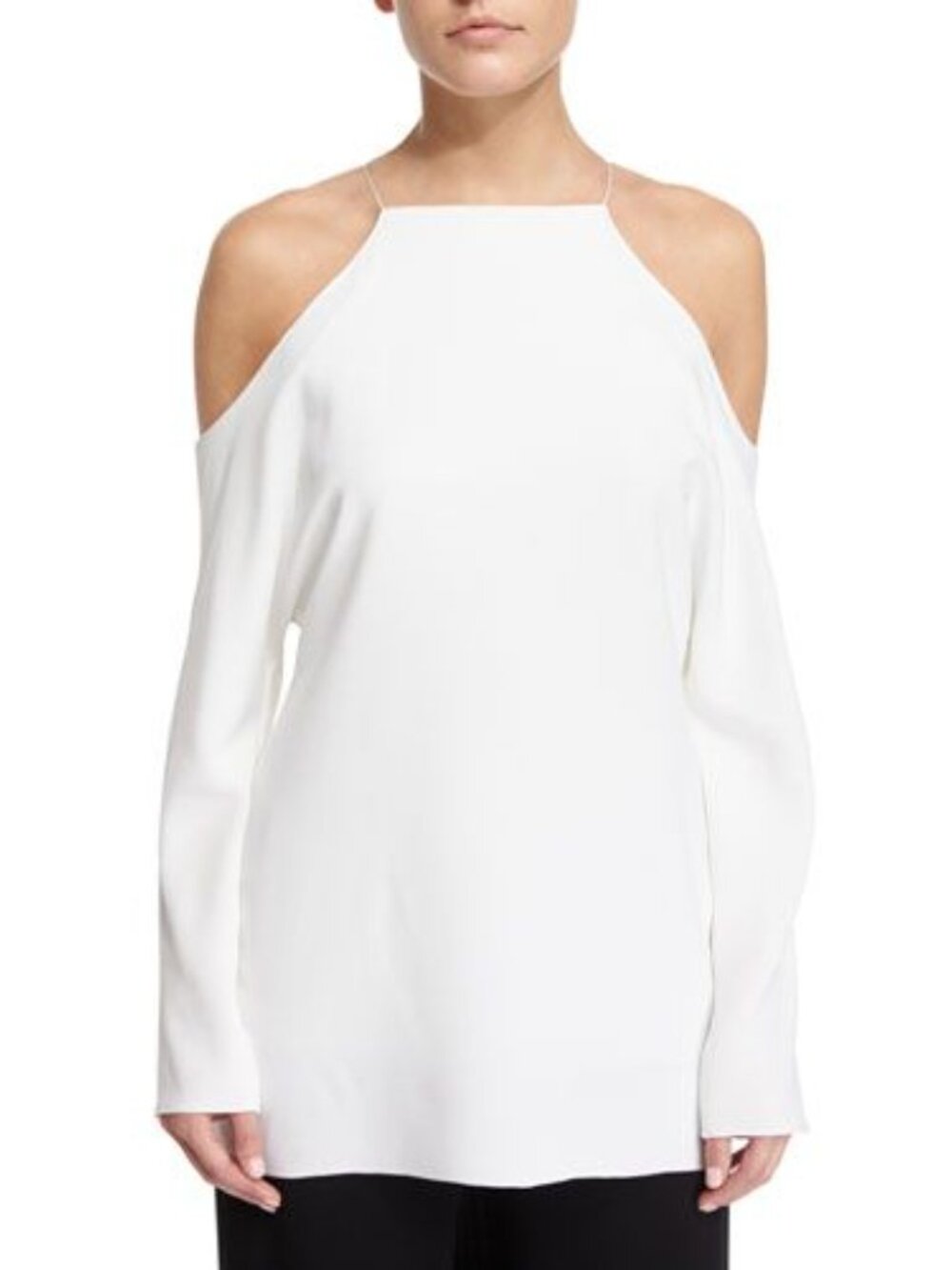 THE ROW Cady Cold-Shoulder Long-Sleeve Blouse